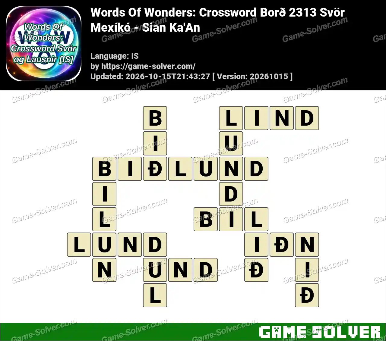 Words Of Wonders: Crossword Borð 2313 Svör – Mexíkó – Sian Ka’An